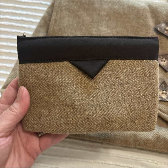 Tan Tweed Herringbone Bag/purse Envelope Fold With Matching Wallet NWOT‎ - Picture 16 of 16